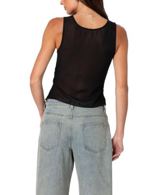 Chiffon & Lace Sheer Asymmetric Top