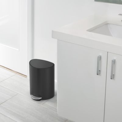 6 Liter Semi-Round Bathroom Trash Can with Liner Pocket