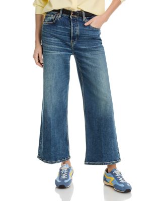 RE/DONE - High Rise Wide Leg Cropped Jeans in Barely Worn