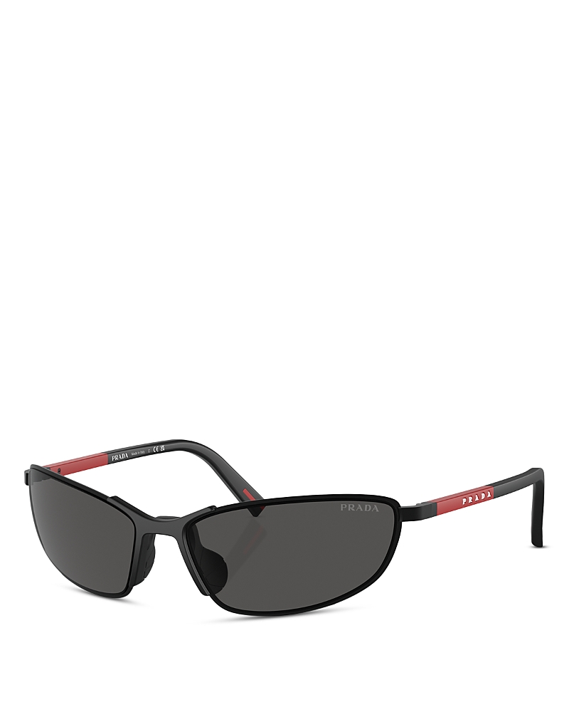 Prada Wraparound Sunglasses, 60mm In Black/gray Solid