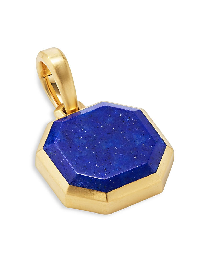 David Yurman Men's Faceted Stone Amulet in 18K Yellow Gold with Lapis, 16mm