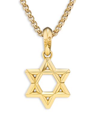 Men's Star of David Pendant in 18K Yellow Gold with Diamonds, 0.28 tcw