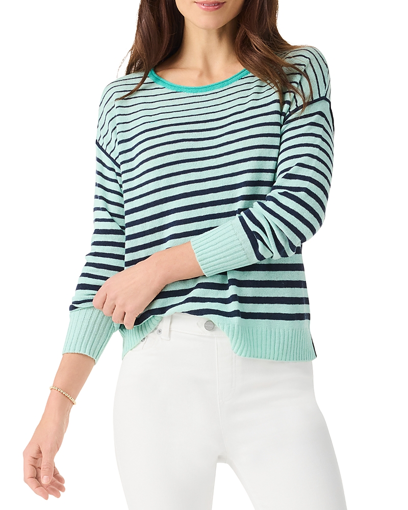 Nic + Zoe Striped Up Supersoft Sweater In Aqua Multi In Aqua Multi