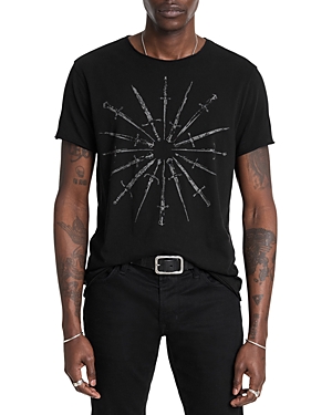 John Varvatos Daggers Raw Edge Graphic T-shirt In Black