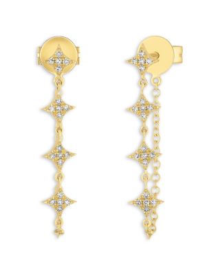 EF Collection - 14K Yellow Gold Diamond Sparkle Chain Stud Earrings