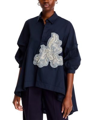 Nancy Yang - Beaded Puff Sleeve Shirt