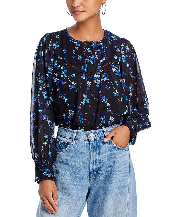 Eva Blue Floral Lace Top