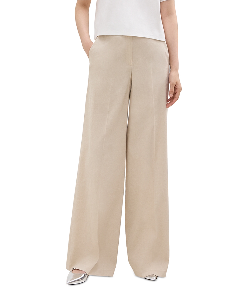 Theory High-waist Wide-leg Pant In Striped Canvas In Straw