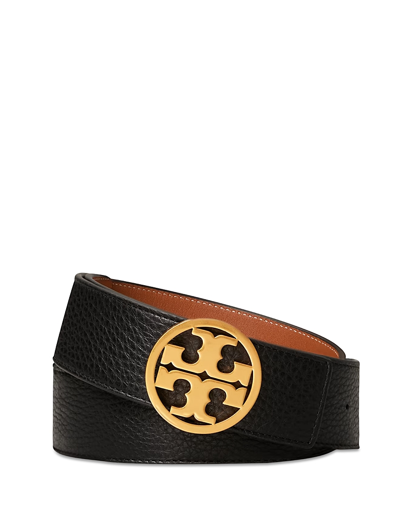 Tory Burch 1" Miller Reversible Belt In Black/new Cuoio/gold