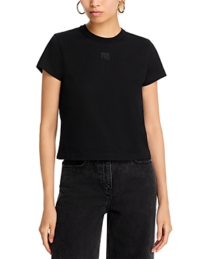 Alexander Wang T T By Alexander Wang Essential Jsy Shrunken Tee In Black