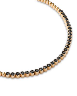 Black Diamond Bezel Bead Link Bracelet in 14K Yellow Gold, 0.23 tcw