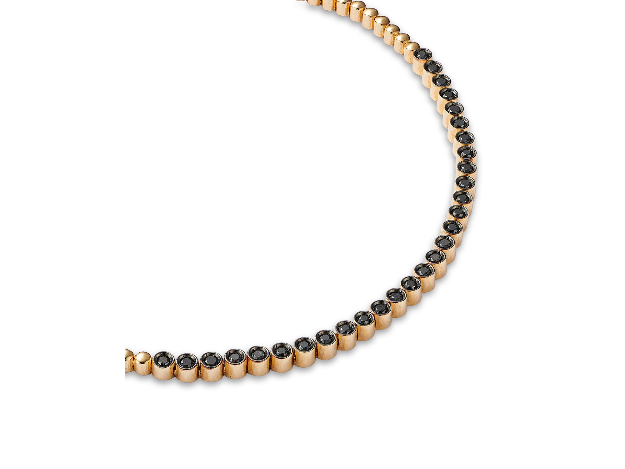 Black Diamond Bezel Bead Link Bracelet in 14K Yellow Gold, 0.23 tcw — Image 3