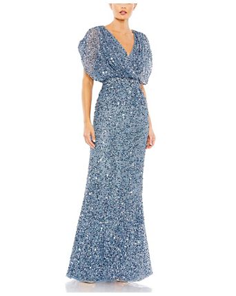 bloomingdales evening dresses Aqua Ruffled Neck Gown - Exclusive - Navy duty athleisure and activewear to sumptuous cashmere in every color under the sun Womens Evening Wear - Bloomingdale's