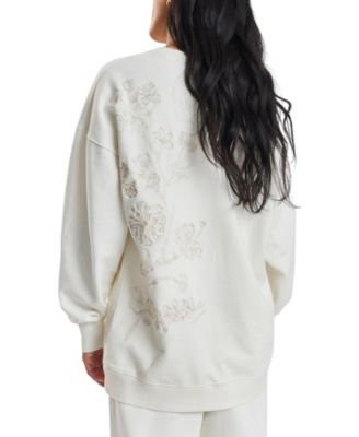 Salix Blossom-Embroidered Ethical-Cotton Sweatshirt