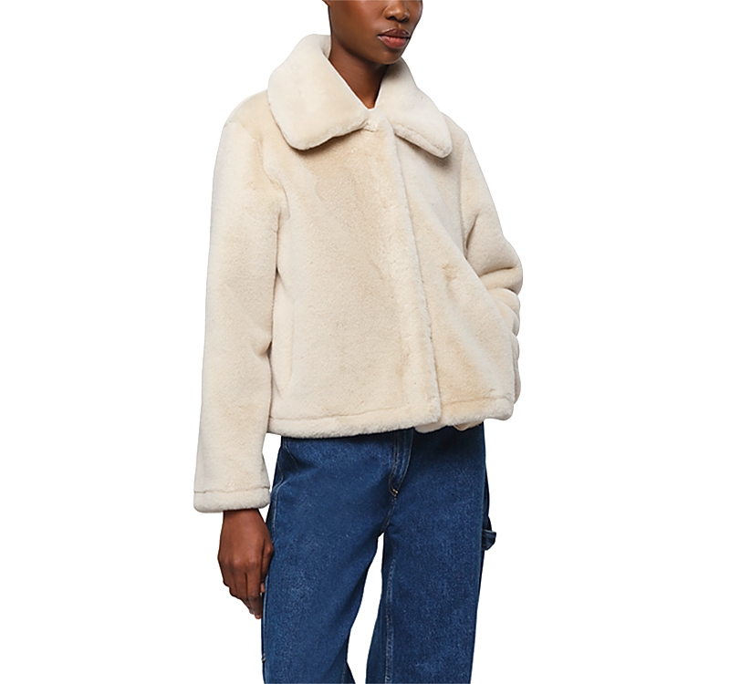 Apparis Elis Faux Fur Short Coat In Neutral