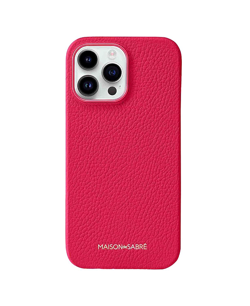 Maison De Sabre Leather Iphone 14 Pro Max Case In Shibuya Fuchsia