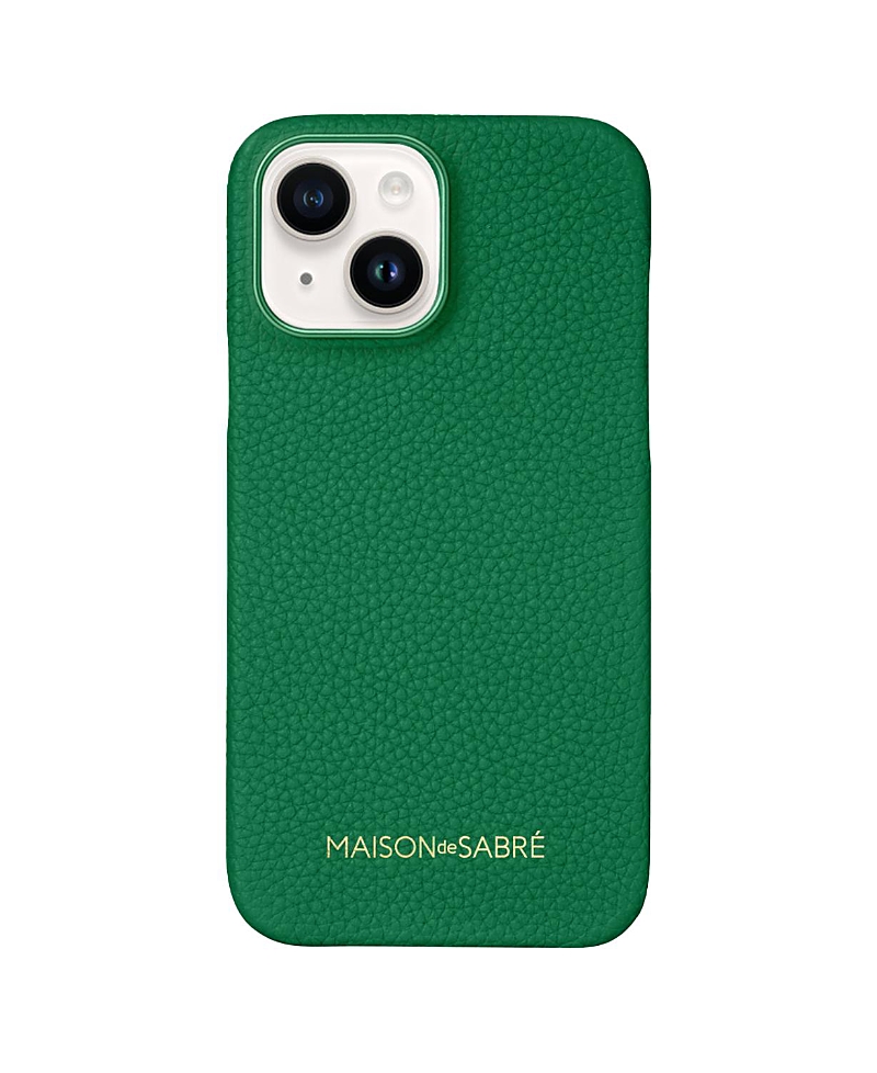 Maison De Sabre Leather Phone Case (iphone 15) In Emerald Green