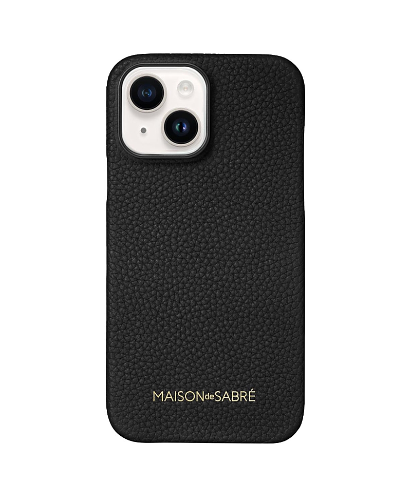 Maison De Sabre Leather Phone Case (iphone 15) In Black Caviar
