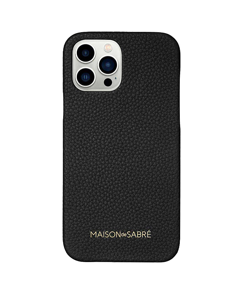 Maison De Sabre Leather Phone Case (iphone 13 Pro Max) In Black Caviar