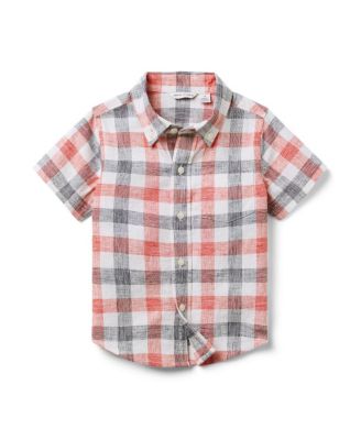 Janie and Jack Boys' Gingham Linen-Cotton Shirt - Baby, Little Kid, Big Kid