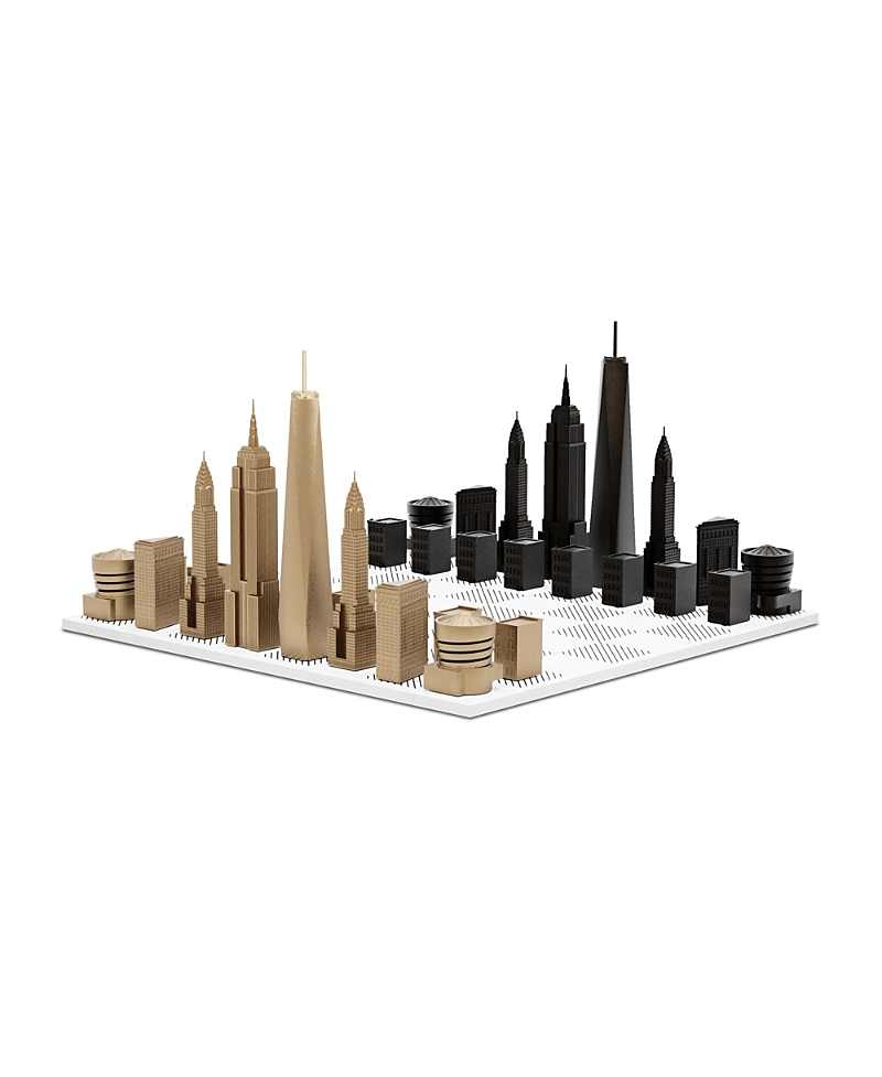 SKYLINE CHESS - CHESS SET LUXURY BRONZE NEW YORK EDITION WITH MARBLE HATCH BOARD, AGES 14+