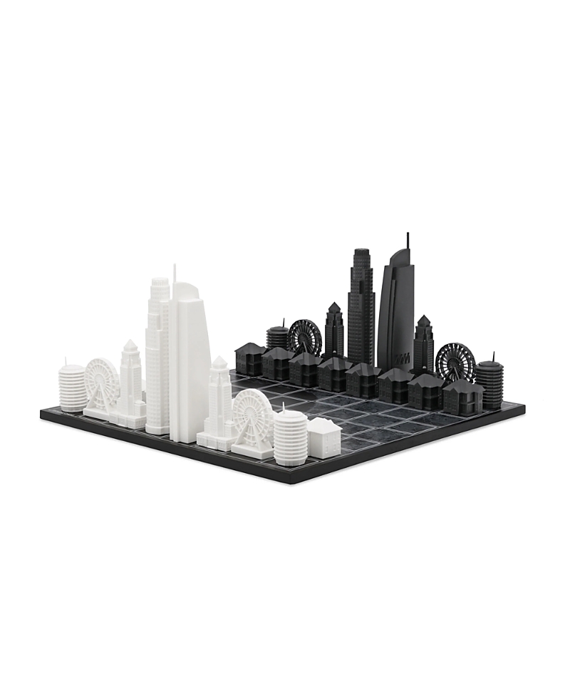 SKYLINE CHESS - CHESS SET ACRYLIC LOS ANGELES EDITION WITH WOOD MAP BOARD, AGES 14+
