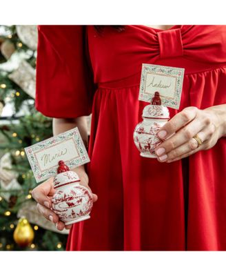 Country Estate Winter Frolic Ginger Jar Place Card Holder Set of 4