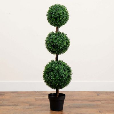 4' Artificial Triple Ball Boxwood Topiary Tree (Indoor/Outdoor)