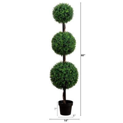 5&#39; Artificial Triple Ball Boxwood Topiary Tree (Indoor/Outdoor)