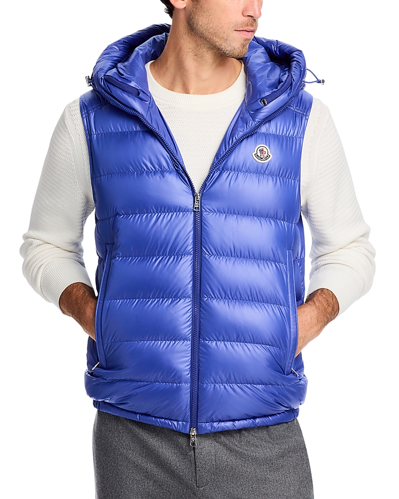 Shop Moncler Barant Hooded Down Vest In Navy