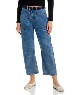 STEVE MADDEN - Haniel High Rise Cropped Barrel Jeans in Blue Denim