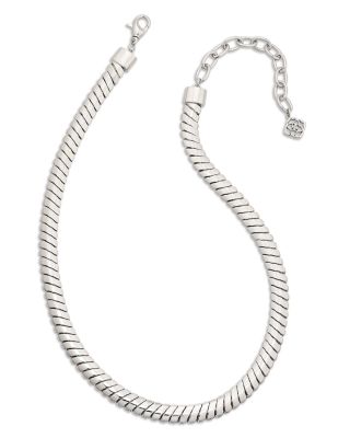 Kendra Scott - Lex Omega Chain Necklace in Rhodium Plated, 15.5"-18.5"