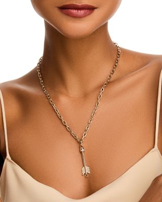 14K Yellow Gold Diamond Arrow Pendant