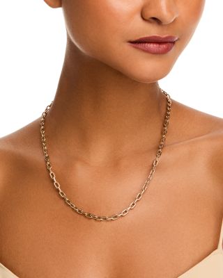 14K Yellow Gold Italian Link Chain Necklace, 20"
