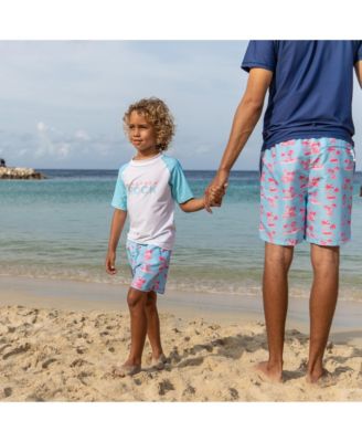  Unisex Light Blue Sleeve Sustainable Short Sleeve Rash Top-Little