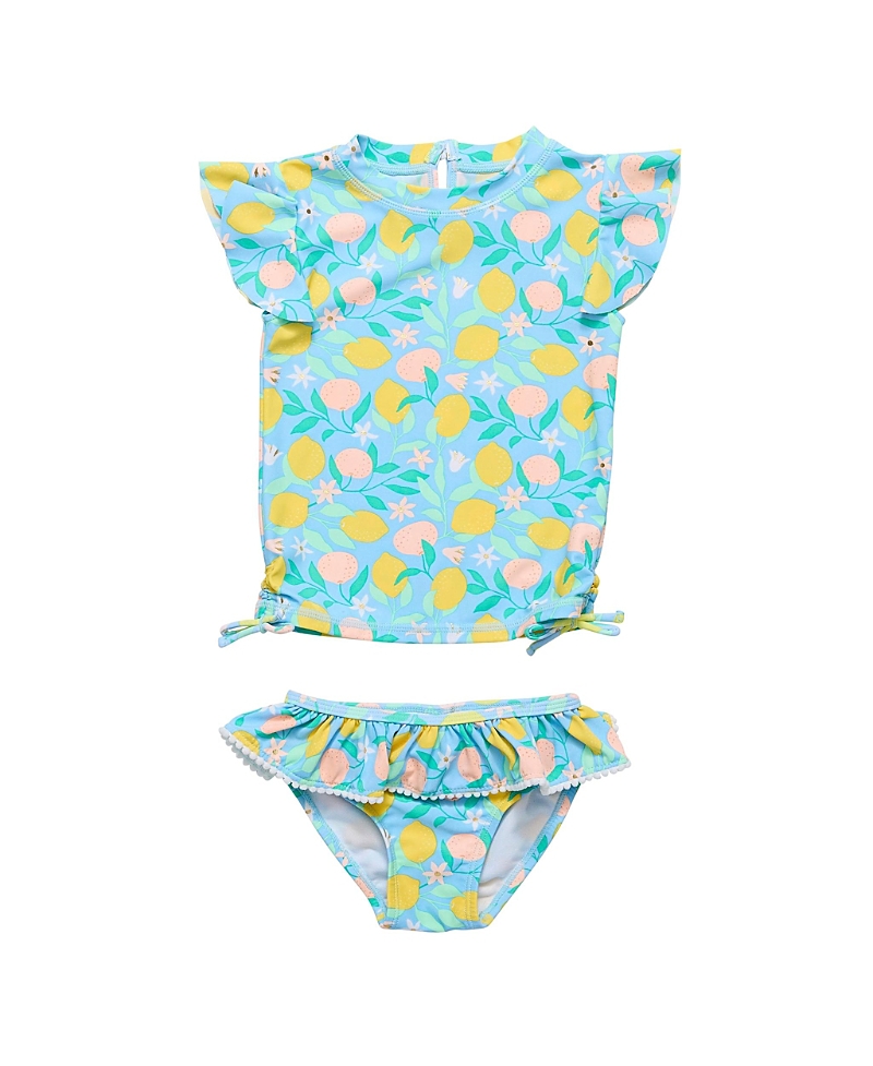 Snapper Rock Unisex Lemon Drops Short Sleeve Ruffle Set In Blue