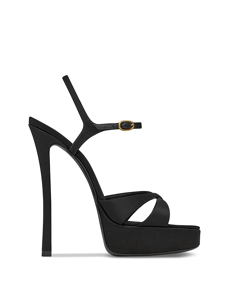 Saint Laurent Debbie Platform Sandals in Satin Crepe
