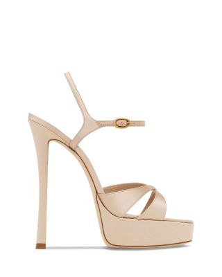 Saint Laurent Debbie Platform Sandals in Satin Crepe