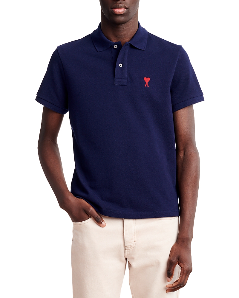 Ami Alexandre Mattiussi Ami Paris Ami Paris De Coeur Cotton Polo Shirt In Blue