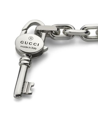 Sterling Silver Trademark Key Charm Chain Link Bracelet
