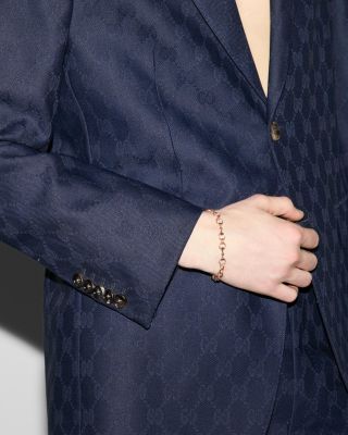 18K Rose Gold Horsebit Diamond Link Chain Bracelet