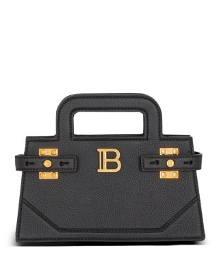 Balmain - B-Buzz Small Monogram Grained Leather Handbag