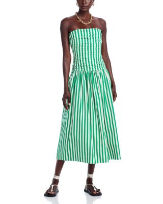 RHODE - Selma Striped Drop Waist Midi Dress