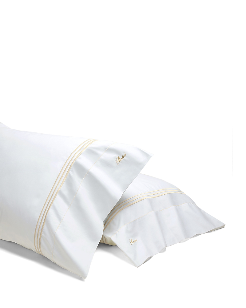 Pratesi Tre Righe Queen Pillowcases, Set Of 2 In White/beige