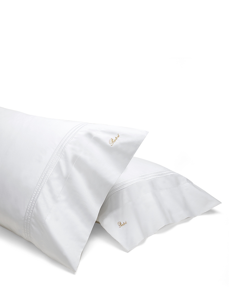 Pratesi Tre Righe Queen Pillowcases, Set Of 2 In White/white