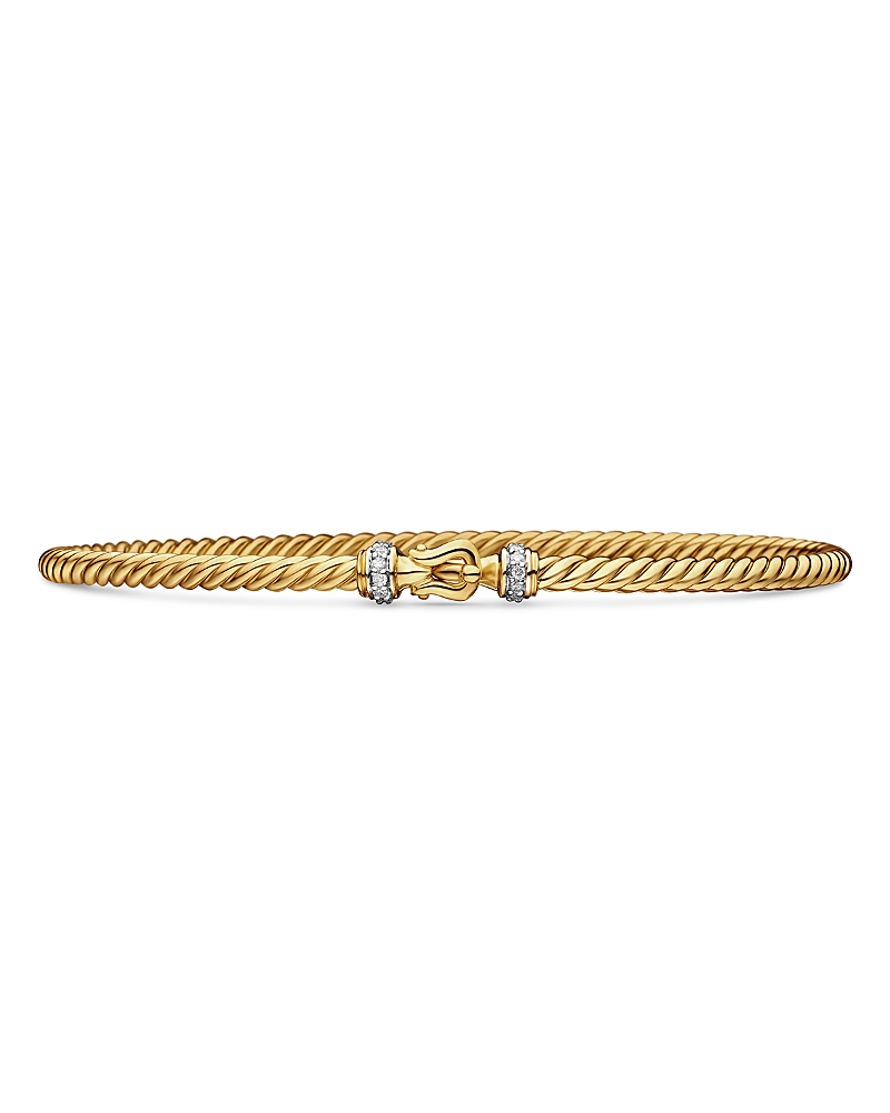 Buckle Classic Cable Bracelet in 18K Yellow Gold with Diamonds, 2.6mm