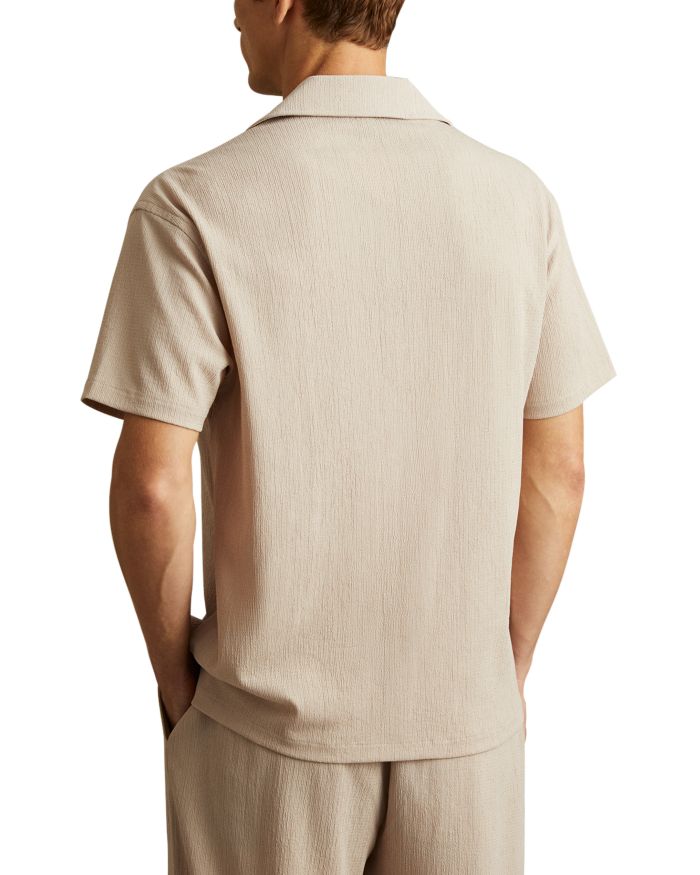 Hunt Textured Crepe Regular Fit Button Down Camp Shirt