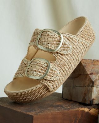 Women's Woven Buckled Espadrille Platform Sandals