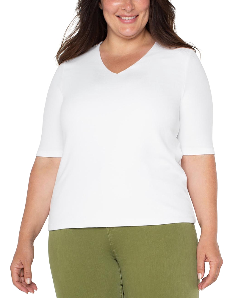 Liverpool Los Angeles Plus Rib Knit Top In Cream