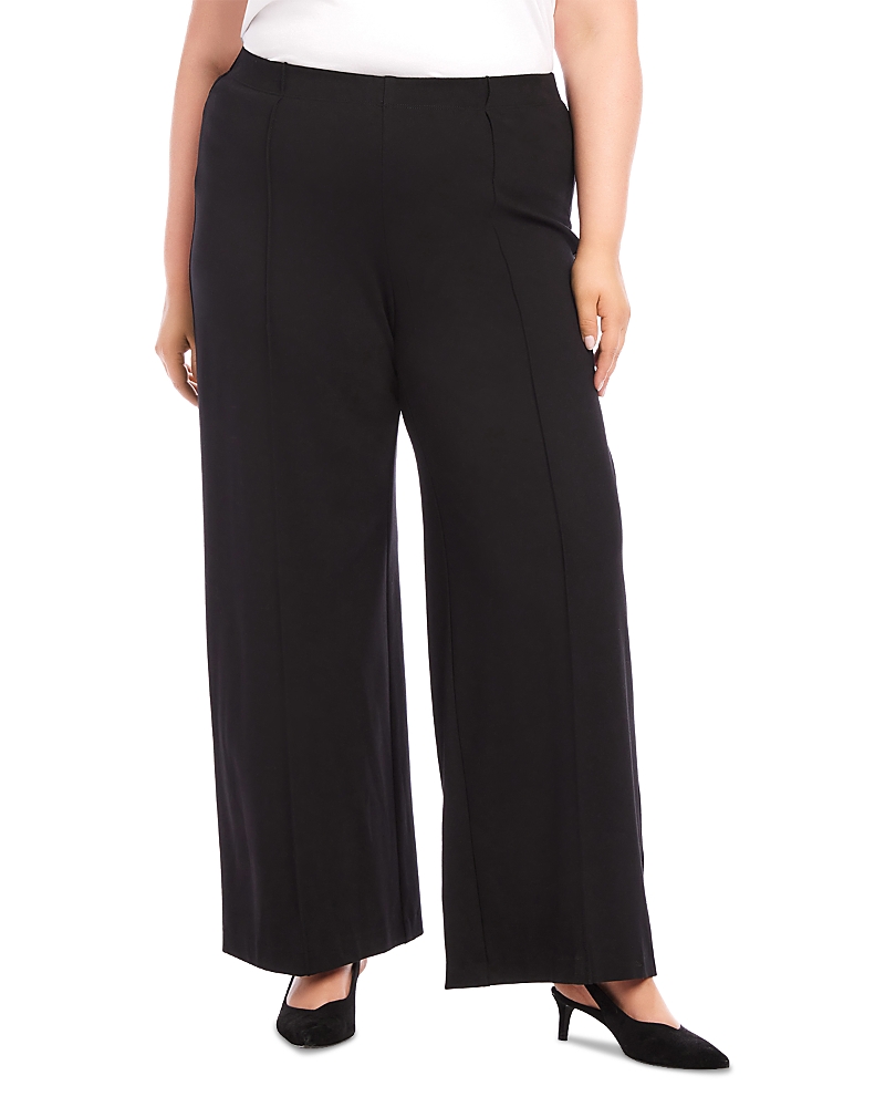 Karen Kane Pintuck Crop Wide Leg Pants In Black